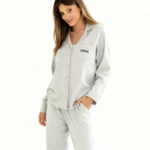 QinQin Custom Front Elastic Waist Breathable Super Soft Elegant Women's V-neck Long-sleeve Pants Pajama Sets Loungewear