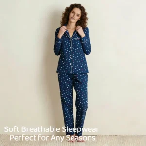 QinQin Women  Long Sleeve and Pants Sleepwear Set Women's Two Pieces Bamboo Loungewear Set Custom Printing Pajamas Set for Home