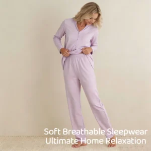 QinQin Examples OEM Bamboo Women's PJ Sets Custom Logo Two Pieces Loungewear Sets Women Solid Soft Sleepwear Sets Winter V-neck