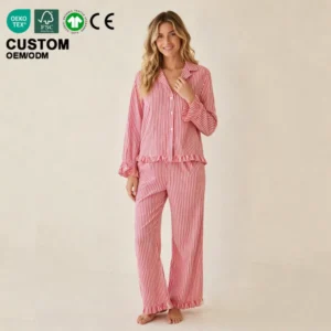 Women's Printed Pajama Set Long Sleeve Sleepwear Set for Women Two Pieces Eco-Friendly Luxurious Bamboo Women's Lounge Wear
