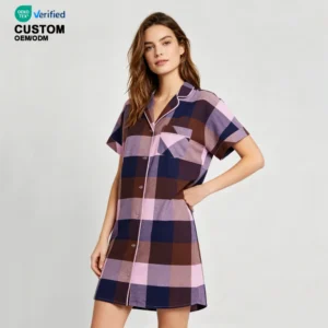 QinQin Hot Sale Women's Cotton One Piece Nightshirt Short Sleeve Night Dress Lightweight Nightgown Women Loungewear Nightie