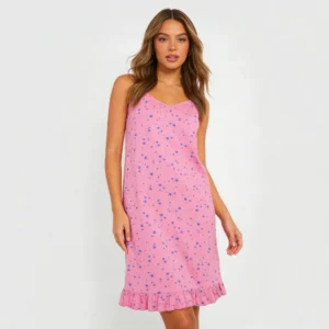 QinQin Top Sale Fashionable Elegant Women's One-piece Night Dress Star Printing Nightgown Pajamas for Summer Comfortable Chemise