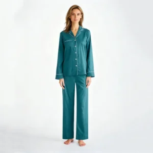 QinQin Top Sale Classic Elegant Solid Soft Breathable Women's Long-sleeve and Pants Soft Fabric for Night Home Wear Sets