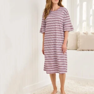QinQin Elegant Knee Length Lightweight Comfortable Soft Cozy One-piece Night Dress Pajamas Women Home Clothes Loungewear