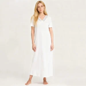 QinQin Elegant Stylish Comfortable Women's Nightwear Dress Lace Detail Lightweight Casual Pajamas Smooth Breathable Lyocell