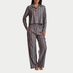 QinQin High Quality Elegant Women's Breathable Casual Soft Cozy Long-sleeve Pants Pajama Set Front Logo Loungewear Home Clothes