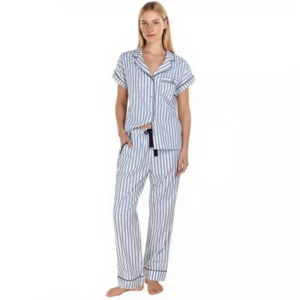 QinQin High Quality Elegant Comfortable Classic Women's Short-sleeve Lyocell 2-Piece Pajama Sets Breathable Front Logo Casual
