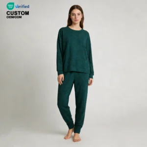 QinQin Women's Elegant Elastic Waist Long Sleeve Joggers Two-Piece Star Printed Casual Breathable Bamboo Pajamas Sleepwear Set