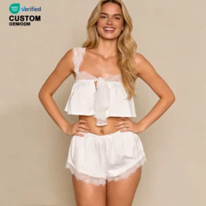 QinQin Women's Elegant Loungewear Set Pyjamas New Arrival Breathable Elastic Waist Camisole Top Shorts Pajamas Lace Design