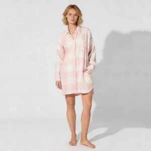 QinQin Women's Elegant Knee Length Long Sleeve Nightgown Cozy Loungewear Comfortable Fabric Home One-piece All Seasons