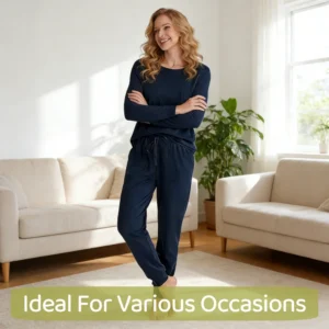 QinQin Women's Elegant Soft Bamboo Lyocell Eco-friendly Pajamas Sets with Front Logo Long Sleeve Home Wear