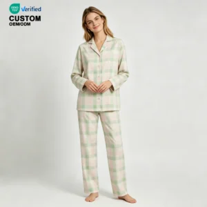 QinQin Women's Elegant Breathable Two-Piece Loungewear Set with Front Logo Soft Touch Modal Long Sleeve Pants Pajamas Set