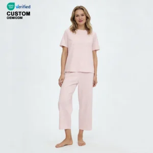 QinQin Women Two Pieces Loungewear Set Custom Made Women's Comfortable Cotton Nightwear Stylish Printed Pyjamas Set for Home