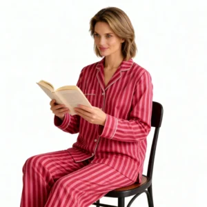 QinQin Bright Custom Printing Elegant Fashionable Casual Comfortable Women's Long-sleeve Pants Pajamas Set Soft Breathable