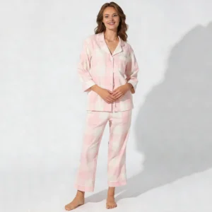 QinQin Wholesale Custom Printing Stylish Elegant Soft Breathable Comfortable Women's Long-sleeve Pants Pajamas Sets Cozy Fabric