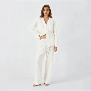 QinQin High Quality Elegant Casual Soft Comfortable Women's Long-sleeve Pants Pajamas Sets Durable Cotton Breathable Front Logo