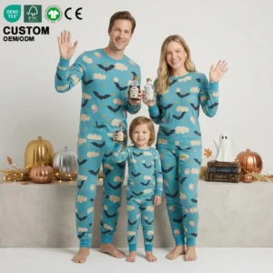 Halloween Bamboo Pajamas GOTS Certified Family Matching Sleepwear Set 2 Piece Loungewear Sets Mommy and Me Custom Nightwear