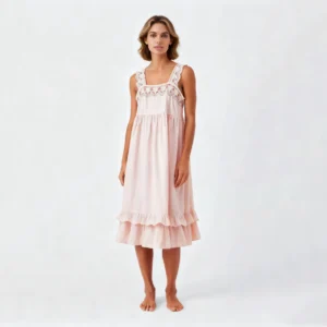 QinQin Lightweight Comfortable Well-dressed Women's One-piece Night Dress Pajamas With Lace Casual Loungewear Perfect for Home