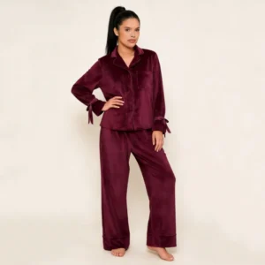 QinQin High Quality Enchanting Comfortable Women's Long-sleeve and Pants Pajamas Sets With Tie Design Warm Durable Loungewear