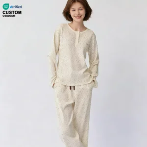 QinQin Women's Modal Cotton Floral Long Sleeve Pajama Set Comfortable Loungewear Custom Print