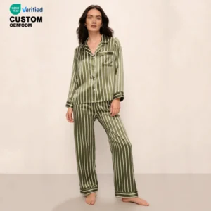 QinQin Women's Long Sleeve Loungewear Set Wholesale Two Pieces Pajamas Set Sleepwear Soft Casual Satin Women Pyjama Set for Home