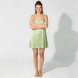 QinQin New Arrival Floral Printing Front Customized Color Elegant Women's One-piece Lyocell Nightgown Summer Breathable
