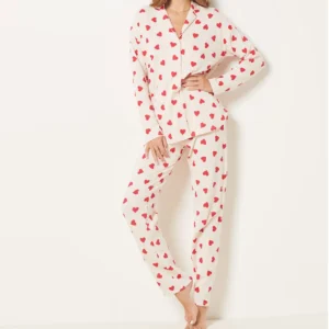QinQin Wholesale 2-Piece Women's Pajamas Set Custom Printed lyocell Soft Knitted Fabric for Summer Sleepwear