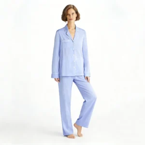 QinQin Wholesale High Quality Classic Solid Soft Comfortable Women's Long-sleeve Pants Pajamas Set Cozy Breathable Elastic Waist