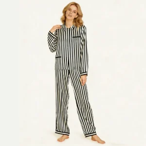 QinQin High Quality Elegant Fashionable Classic Comfortable Women's Long-sleeve Pants Pajamas Sets Breathable Durable Front Logo
