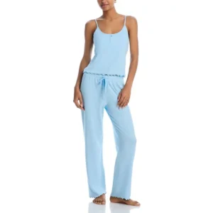 QinQin Elegant Blue Summer Fashion Lightweight Breathable Soft Lyocell Women's Camisole Pants Sets Nightwear Sleepwear
