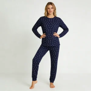 QinQin High Quality Custom Printing Soft Lightweight Women's Long Sleeve Joggers Pajamas Sets Comfortable Elegant Elastic Waist