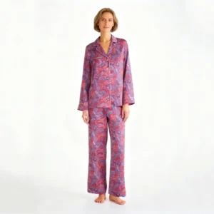 QinQin Hot Sale Custom Printing Enchanting Soft Breathable Women's Long-sleeve and Pants Pajamas Sets Elastic Waist Home Wear