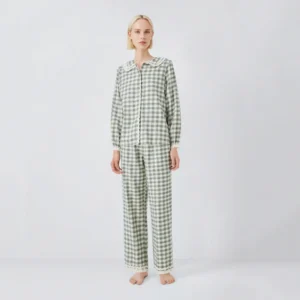 QinQin Hot Sale Elegant Front Sweet Comfortable Women's Long-sleeve Pants Pajamas Set Turn-down Collar Lightweight Loungewear