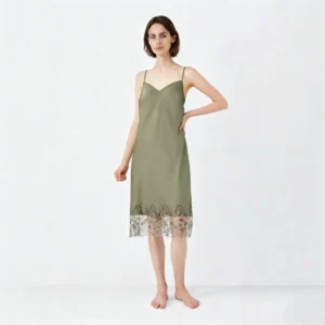 QinQin Hot Sale Elegant Glamorous Lightweight Soft Comfortable Women's One-piece Night Dress Pajamas Breathable Front Nightgown