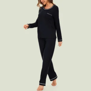 QinQin Elegant Breathable Soft Casual Autumn Women's Pajamas Set with Custom Printed Lyocell Sleepwear and Lounge Wear