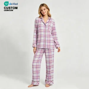 QinQin Elegant Women's Breathable Two-Piece Loungewear Set with V-neck Elastic Waist Soft Touch Cotton Long Sleeve Pants