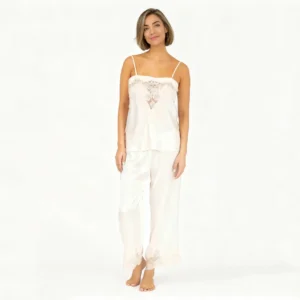 QinQin High Quality Glamorous Fashionable Lightweight Breathable Women's Camisole Top and Pants Pajamas Sets With Lace Design