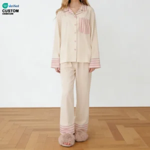 QinQin Women's Pajama Set 100% Cotton/Modal/Viscose/Bamboo/Wool/Lyocell Long Sleeves Elastic Waist Soft Breathable Custom Print