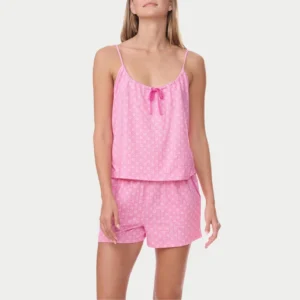 QinQin Elegant Custom Printed Breathable Lyocell Women's Bow Detail Cozy Comfortable Sleeveless Top Shorts Pajamas Sets for Home
