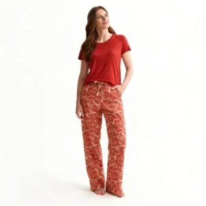 QinQin Wholesale Custom Printing Super Soft Breathable Women's Short-sleeve and Pants Pajamas Sets Stretchy Flattering Home Wear