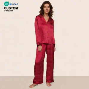QinQin Women's Wholesale Two Pieces Pajamas Set Comfortable Satin Long Sleeve Loungewear Set Women Pyjama Set for Home Sleepwear
