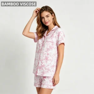 Bamboo Pajamas Lounge Sets Women Clothing Floral Printing Plus Size Nightwear Women's Summer Loungewear Sets Lightweight Pyjamas