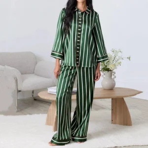 QinQin New Arrival Elegant Casual Comfortable Women's Turn-down Collar Long-Sleeve Front Pants Pajamas Sets Fashion Nightwear