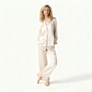 QinQin High Quality Solid Lightweight Comfortable Elegant Women's Long-sleeve Lyocell Pants Pajamas Sets Lace Design Breathable