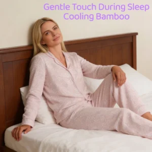 QinQin Women's Custom Logo Elegant Breathable Bamboo Two-Piece Long Sleeve Pajamas Sets