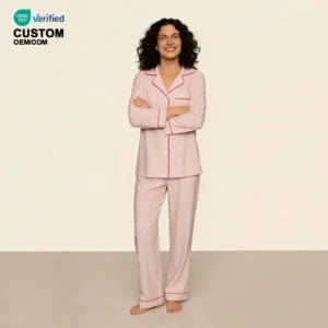 QinQin Women's Soft Modal Two Pieces Pajamas Sets Long Sleeve Loungewear Sets Casual Comfortable Nightwear Set for Home V-neck