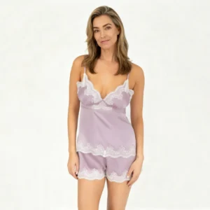 QinQin New Arrival Glamorous Stylish Flattering Comfortable Women's Short Pajamas Sets With Lace Design Back Bow Loungewear Sets
