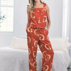 QinQin Elegant Comfortable Soft Casual Women's Pajamas Sets Breathable Lyocell/Bamboo Fabric Elastic Waist Home Cozy Nightwear