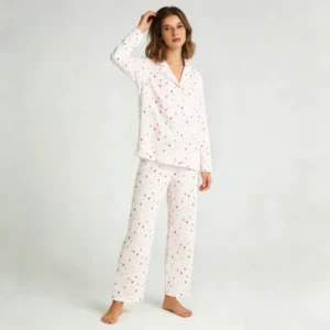 QinQin Elegant Casual Lightweight Breathable Comfortable Women's Long Two-pieces Pajamas Sets V-neck Elastic Waist Home Wear All