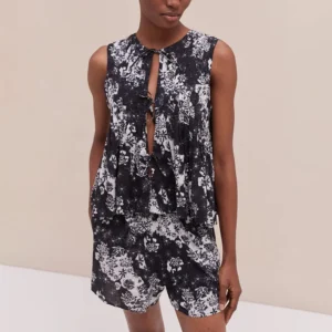 QinQin Modern Style Elegant Fashionable Chic Sleeveless Top Shorts Set Custom Front Printing Breathable Elastic Waist Soft